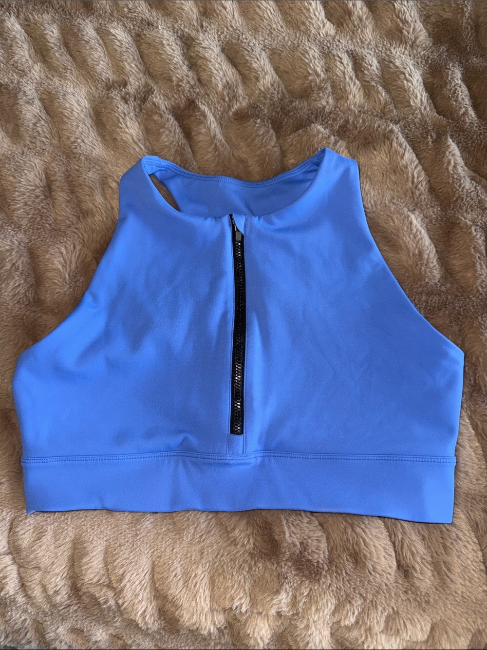 Peloton Women's High-Neck Blue Zip-Front Sports Bra